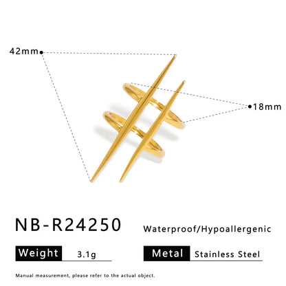 Stainless Steel Ocean-style with shell, flower, leaf and line hollow-out Rings  / 25204009