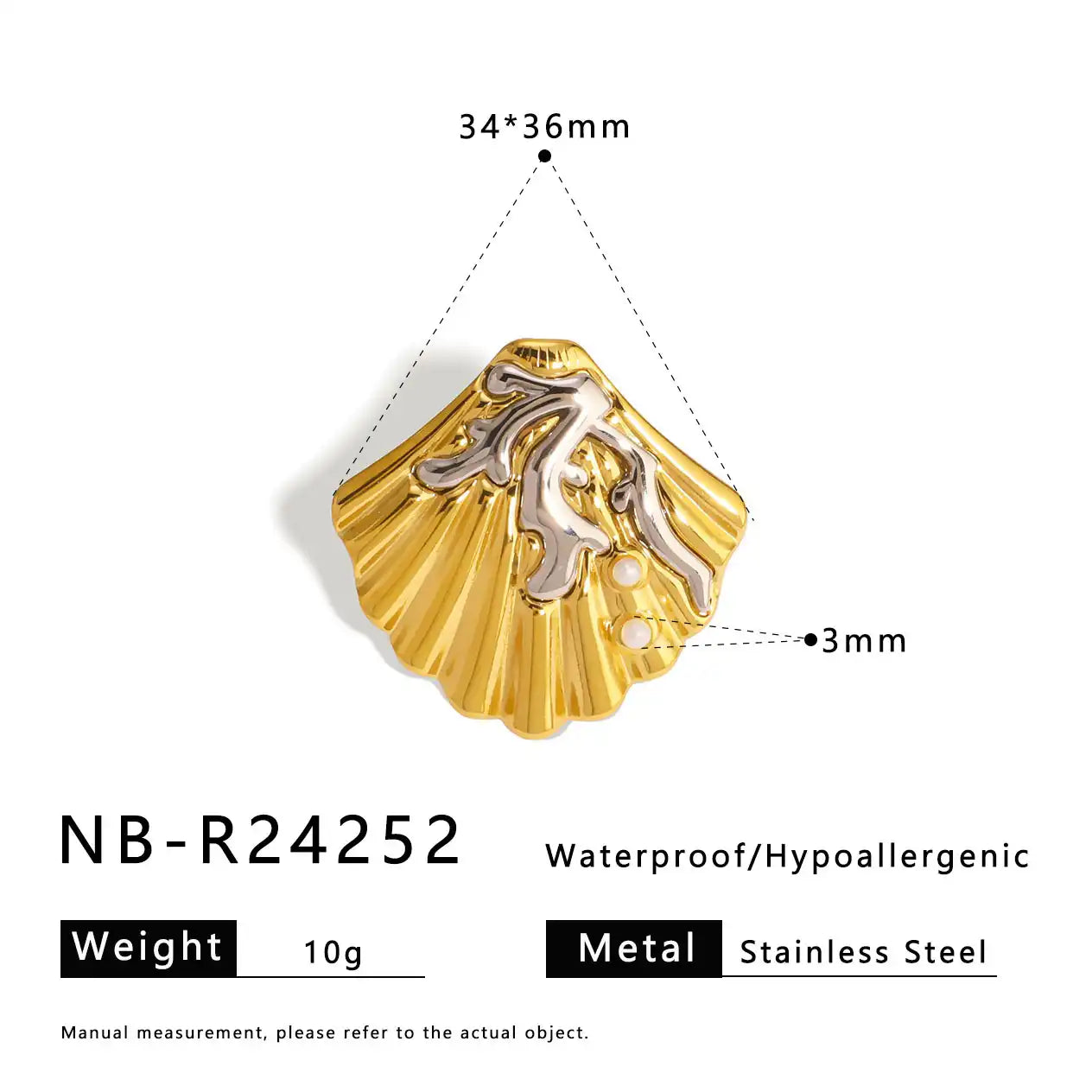 Stainless Steel Ocean-style with shell, flower, leaf and line hollow-out Rings  / 25204009