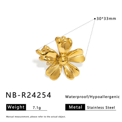 Stainless Steel Ocean-style with shell, flower, leaf and line hollow-out Rings  / 25204009