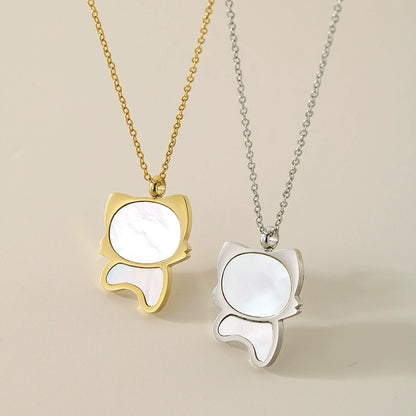 Stainless Steel Shell Inlay Pendant Necklace / KJ0258