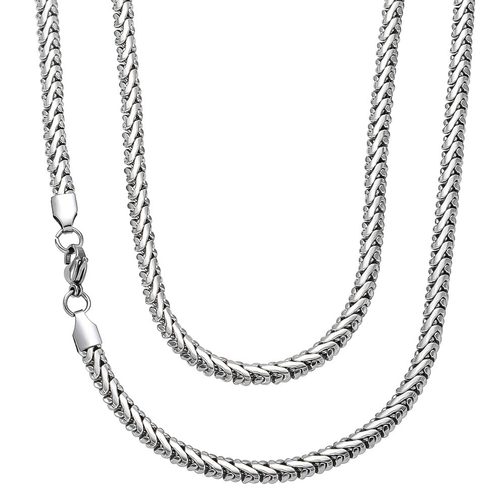 5mm Stainless Steel Simple Cuban Chain Chain Necklace / KJ0226