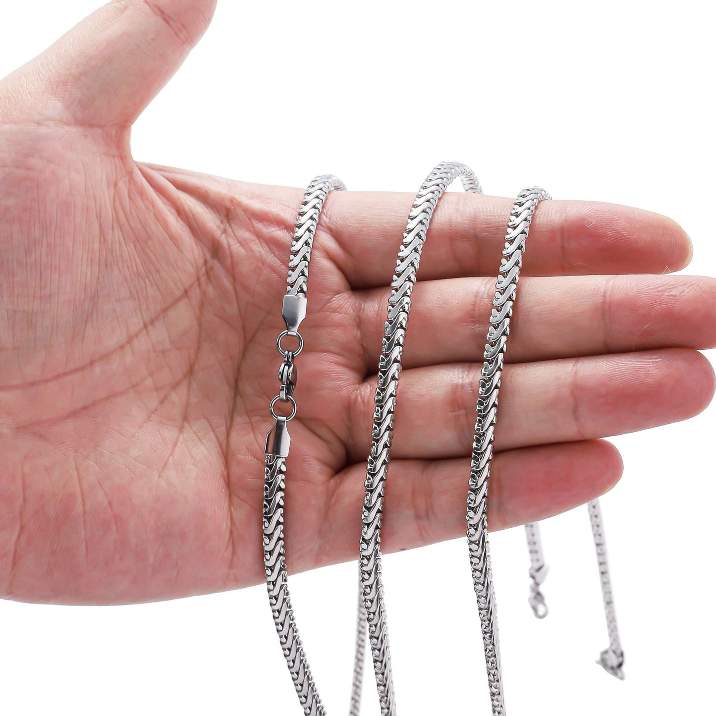 5mm Stainless Steel Simple Cuban Chain Chain Necklace / KJ0226