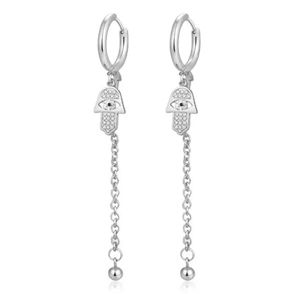 Stainless Steel Tassel Earrings Women's Trendy 18K Dangle Earrings / 25104013