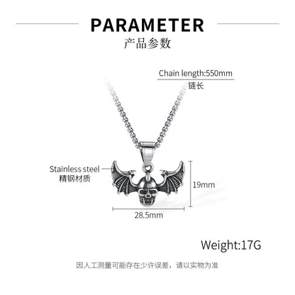 Stainless Steel Vintage Bat Wings Pendant Necklaces