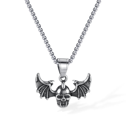 Stainless Steel Vintage Bat Wings Pendant Necklaces