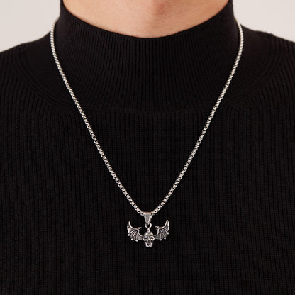 Stainless Steel Vintage Bat Wings Pendant Necklaces