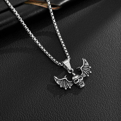 Stainless Steel Vintage Bat Wings Pendant Necklaces