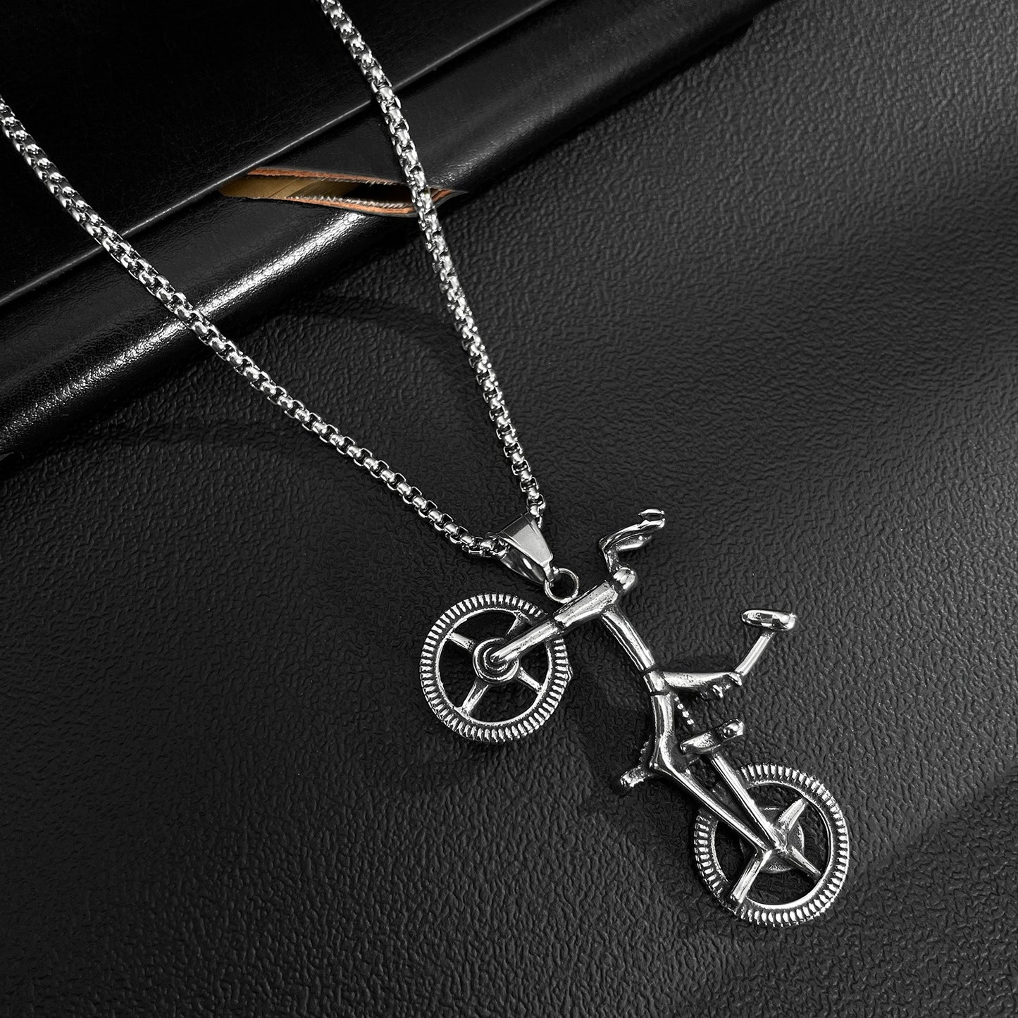 Stainless Steel Vintage Bike Pendant Necklaces