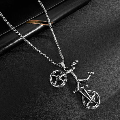 Stainless Steel Vintage Bike Pendant Necklaces