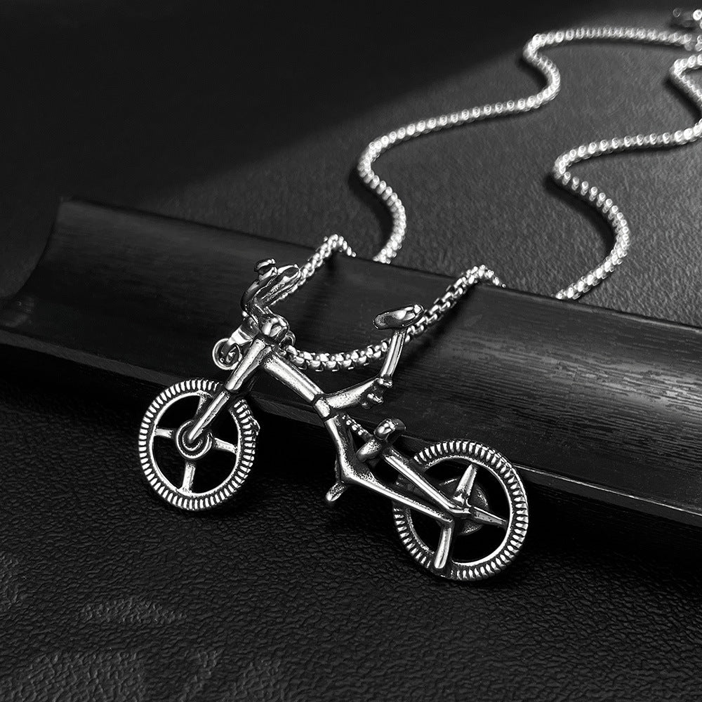Stainless Steel Vintage Bike Pendant Necklaces