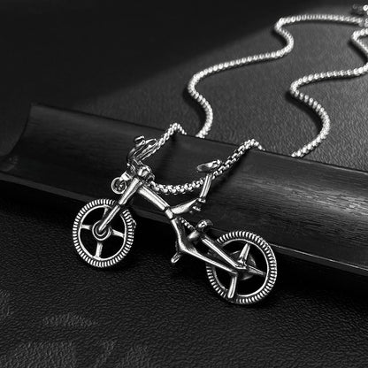 Stainless Steel Vintage Bike Pendant Necklaces