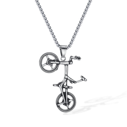 Stainless Steel Vintage Bike Pendant Necklaces