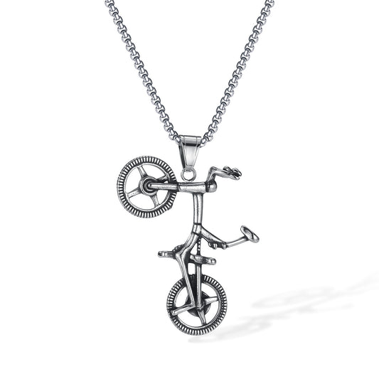 Stainless Steel Vintage Bike Pendant Necklaces