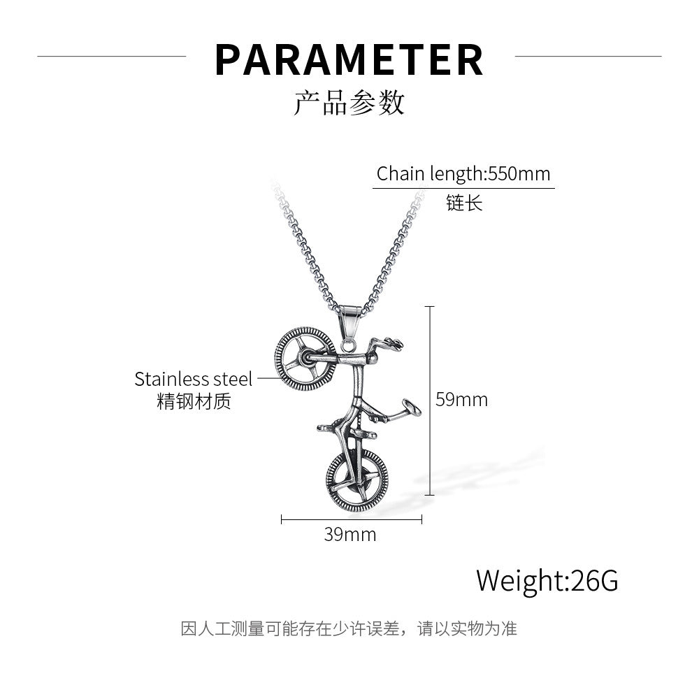 Stainless Steel Vintage Bike Pendant Necklaces