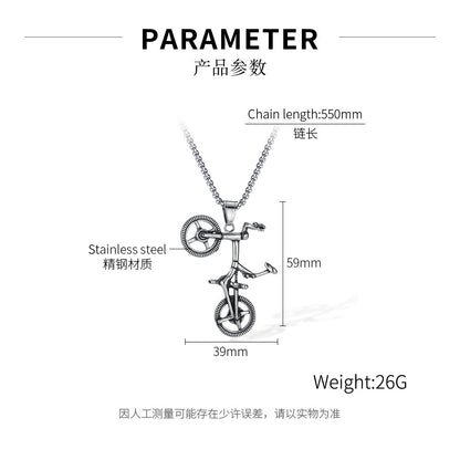 Stainless Steel Vintage Bike Pendant Necklaces