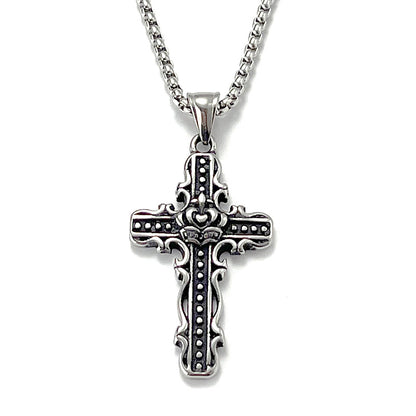 No.1 Stainless Steel Vintage Cross Pendant Necklace / KJ0197