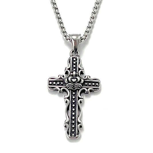 No.1 Stainless Steel Vintage Cross Pendant Necklace / KJ0197