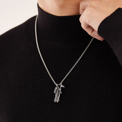 Stainless Steel Vintage Death Scythe Wings Pendant Necklaces