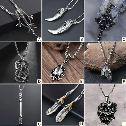 Stainless Steel Vintage Pendant Necklace / 25003032