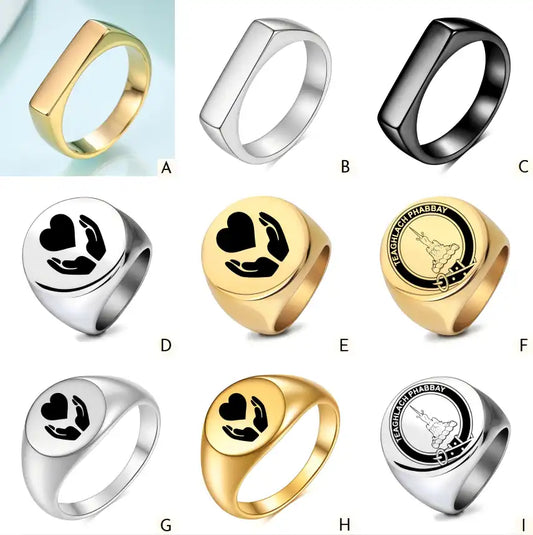 New arrival Stainless Steel Vintage Signet Rings / 25205003