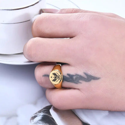 Stainless Steel Vintage Signet and Band Rings / 25205004