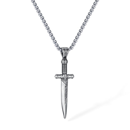 Stainless Steel Vintage Sword Wings Pendant Necklaces / KJ0175
