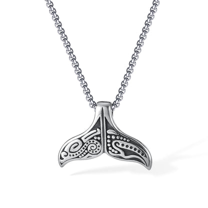 Stainless Steel Vintage Whale Wings Pendant Necklaces