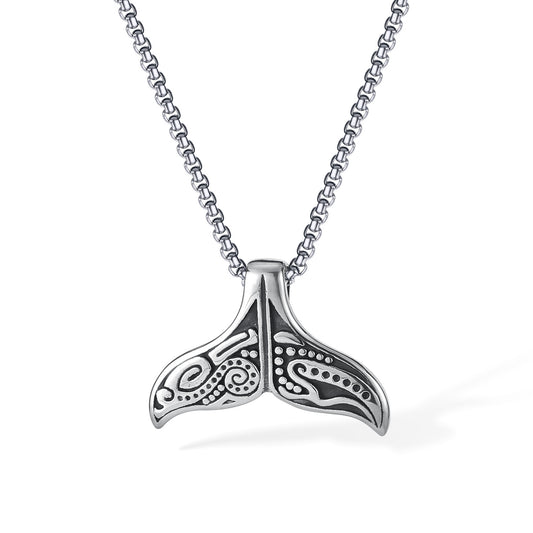Stainless Steel Vintage Whale Wings Pendant Necklaces