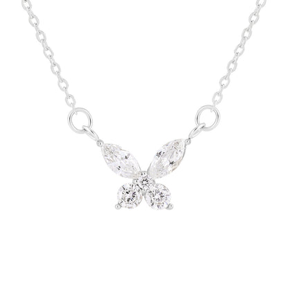 Stainless Steel Zircon Butterfly Pendant Necklace / KJ0249