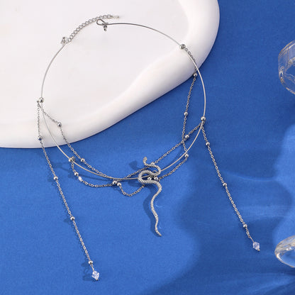 Stainless Steel Zodiac Snake Choker Necklaces / KJ0139