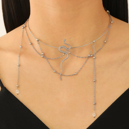 Stainless Steel Zodiac Snake Choker Necklaces / KJ0139