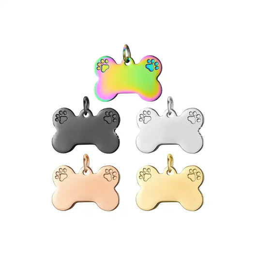 36*25mm Stainless Steel Engravable Bone Paw Cat Dog Tags / Lot of 10pcs / KT0005