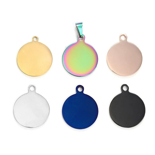Stainless Steel Engravable Round Cat Dog Tags ( pk of 10 ) / KT0017