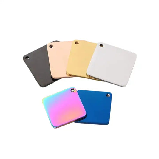 Stainless Steel Engravable Square Cat Dog Tags ( pk of 10 ) / KT0042