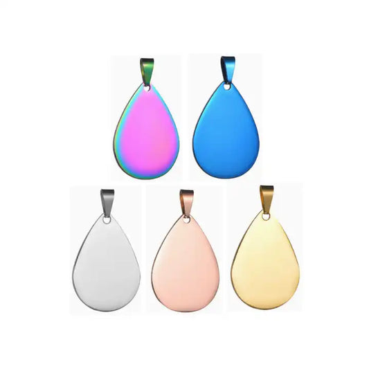 Stainless Steel Engravable Waterdrop Cat Dog Tags ( pk of 10 ) / KT0023
