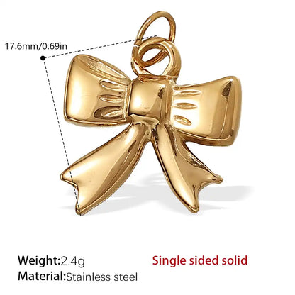 Stainless steel 18K gold plated bow heart pendant / 25504024
