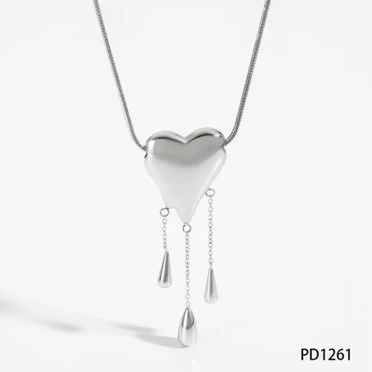 Stainless steel Love Drop Tassel Pendant Necklace / 25003055