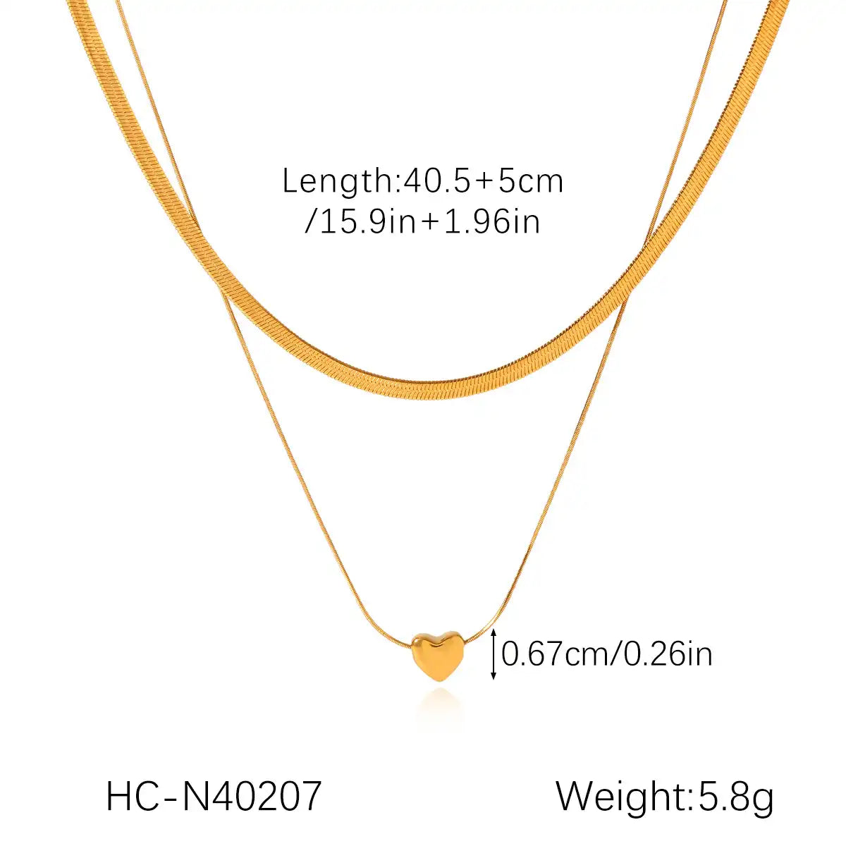 Stainless steel Heart Pendant necklace with blade chain and snake chain / 25003058