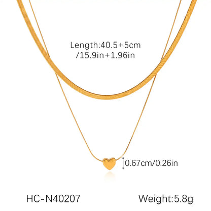 Stainless steel Heart Pendant necklace with blade chain and snake chain / 25003058