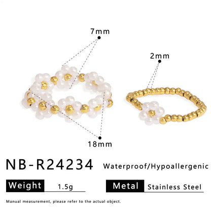 Stainless steel adjustable ring inlaid with diamond flowers / 25204006