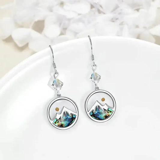 Stainless steel Earrings with simple shell inlay / 25104001