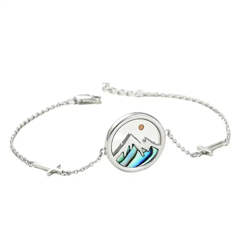 Stainless steel Necklace with simple shell inlay / 25003049