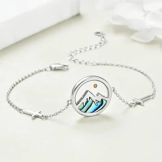 Stainless steel bracelet with simple shell inlay / 25303062