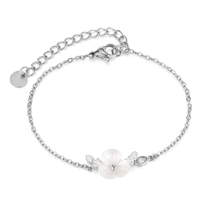Stainless steel camellia design bracelet / 25303065