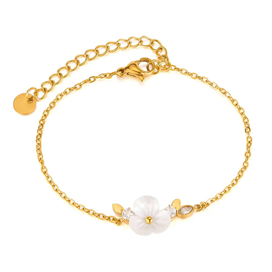 Stainless steel camellia design bracelet / 25303065