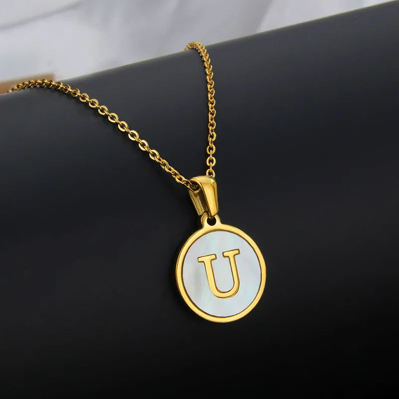 304 Stainless Steel Gold Plated Letter Necklace