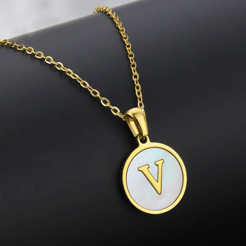 304 Stainless Steel Gold Plated Letter Necklace