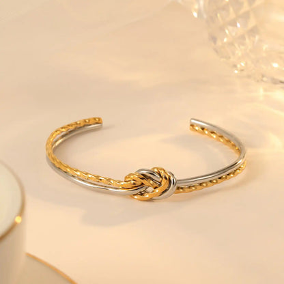 Titanium Steel Minimalist Dual Knot Bracelet / 25303075