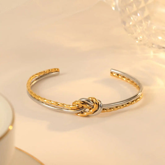 Titanium Steel Minimalist Dual Knot Bracelet / 25303075