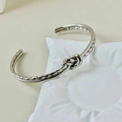 Titanium Steel Minimalist Dual Knot Bracelet / 25303075